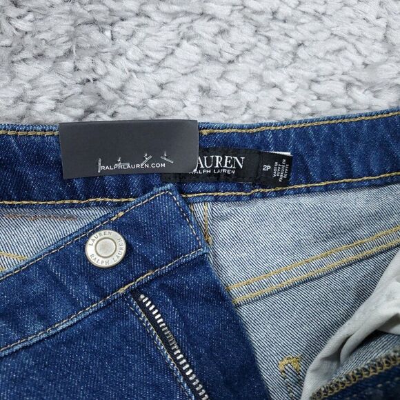 Lauren Ralph Lauren Ombre High Rise Wide Leg Crop Jeans Size 2P Petite Blue Y2K - Picture 4 of 13